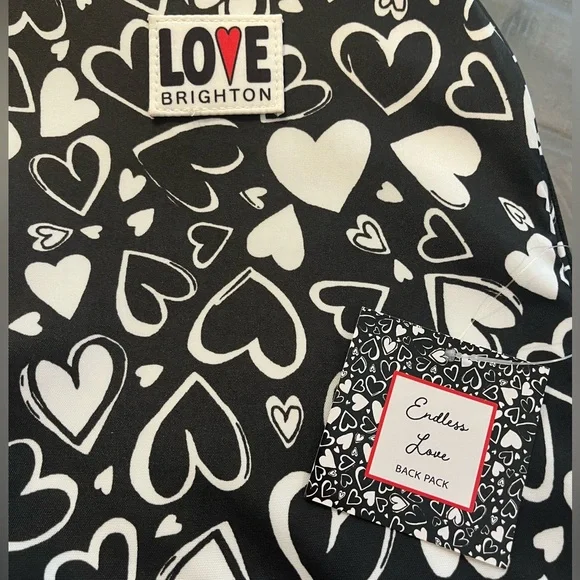 Brighton Endless Love Heart Backpack - Black and White - Picture 8 of 13